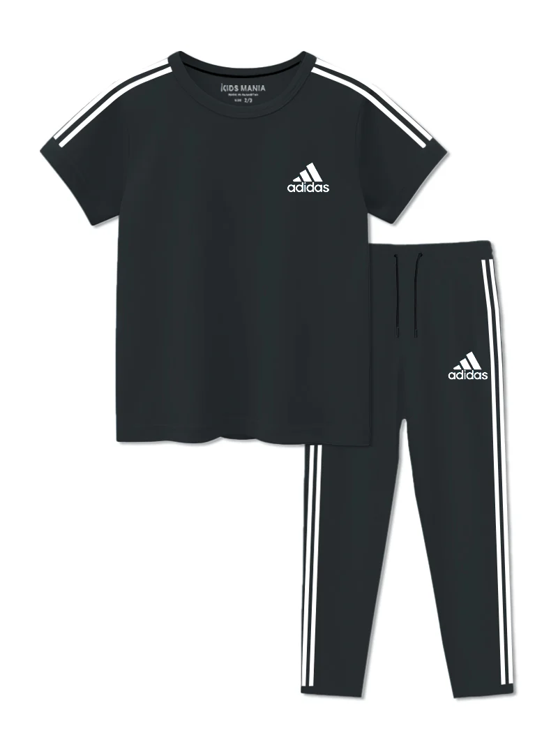 Adidas Logo Printed Boys T-Shirt & Trouser Set - Image 3