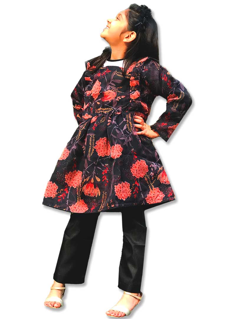 BLACK PINK FROCK WITH TROUSER - Image 3